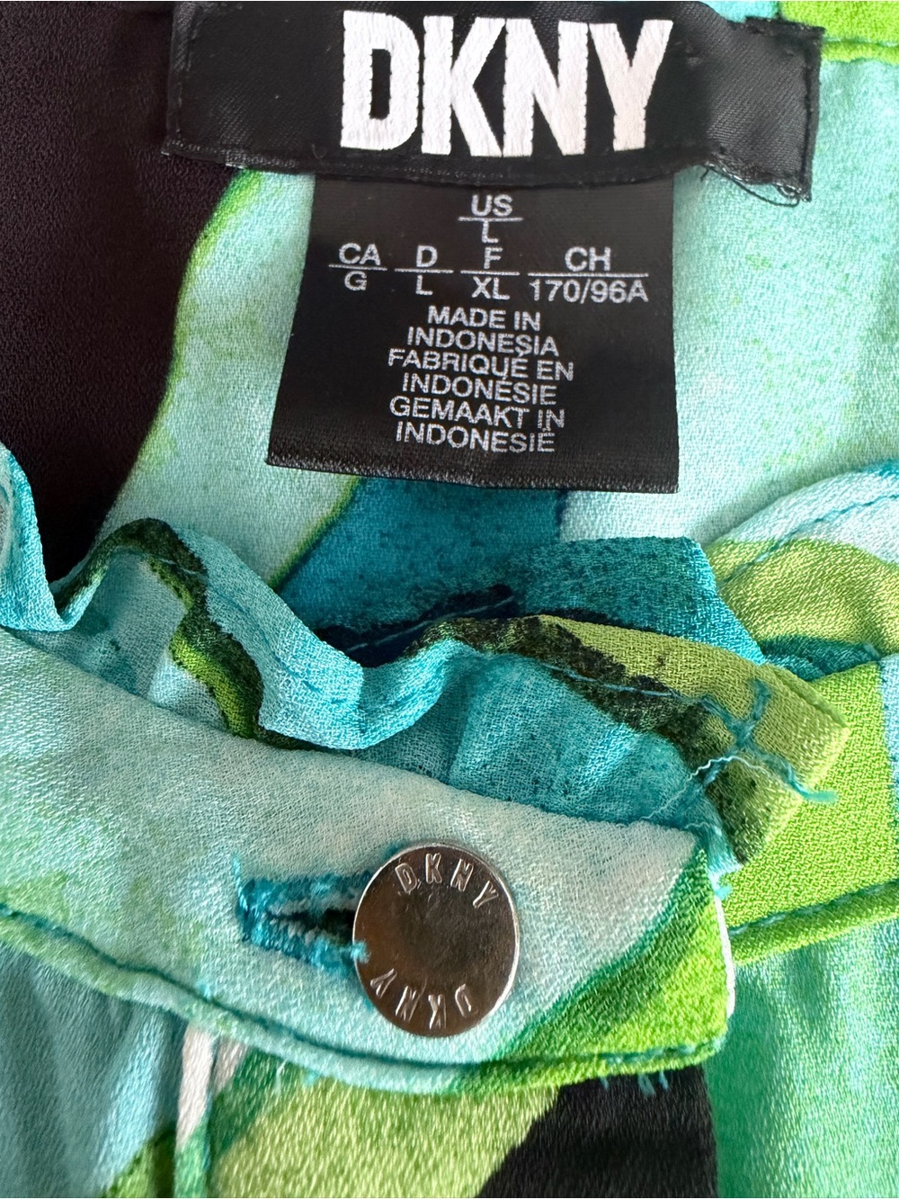 DKNY Teal Blue and Green V-Neck Sleeveless Top - Picture 8 of 11